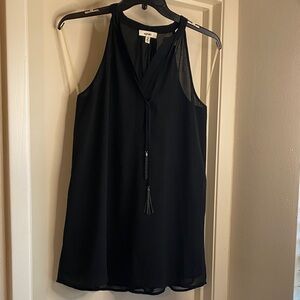 meraki Black Sleeveless V-Neck Tassel Shift Camisole